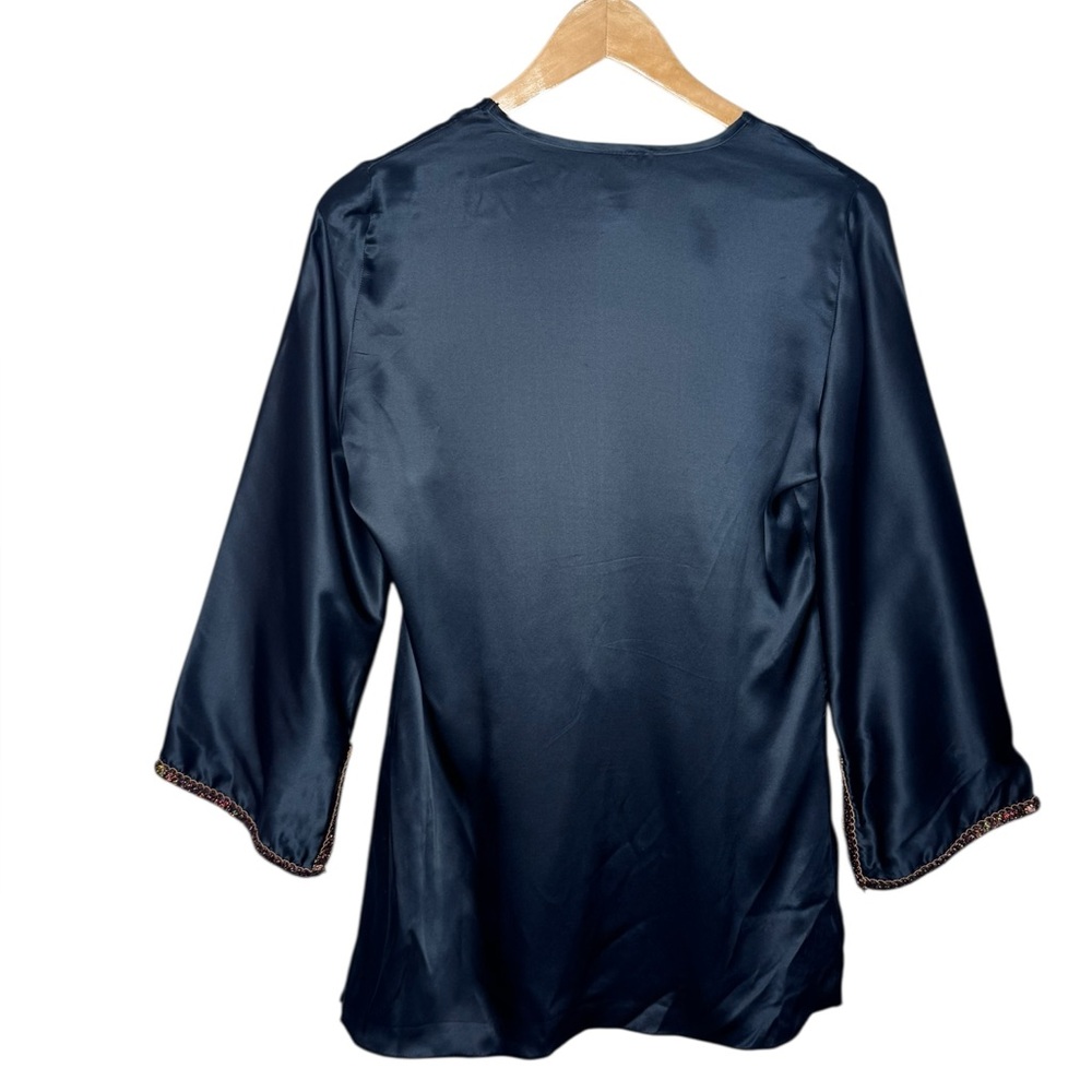 AUM Couture Silk Bohemian Goddess Top Black Tie Front S-L - Picture 7 of 10